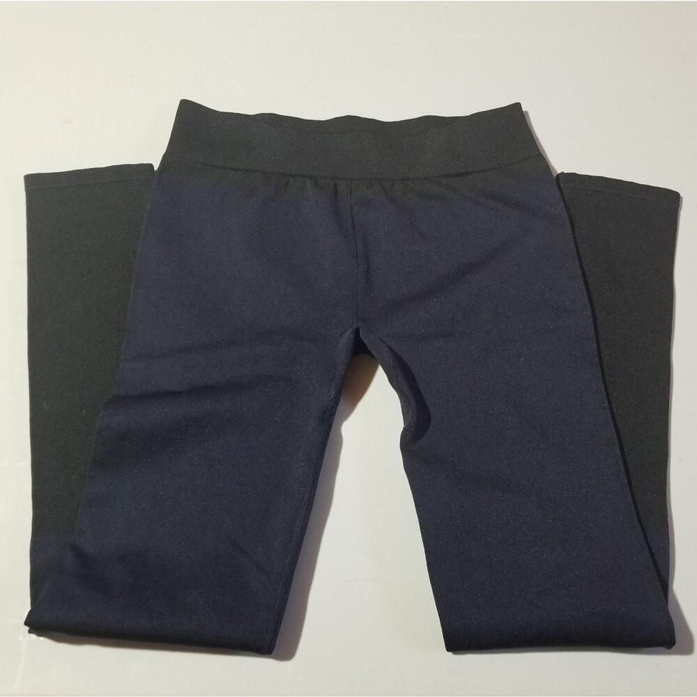 Black and Navy Leggings XS Blue Compression Tights Warm up Colorblock - Picture 3 of 4